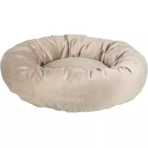Vánoční sametový pelech LIVIA, kulatý s okrajem, o 50 cm, béžová