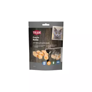 PREMIO Rolls, válečky s kuřecím a lososem, obsah masa 72 %, 50 g