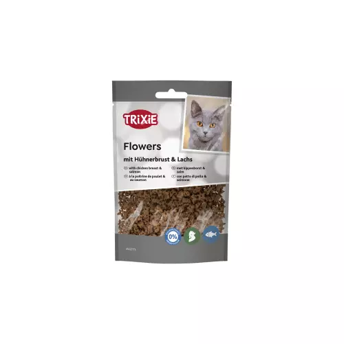 Flowers, kytičky s kuřecími prsy a lososem, 50 g