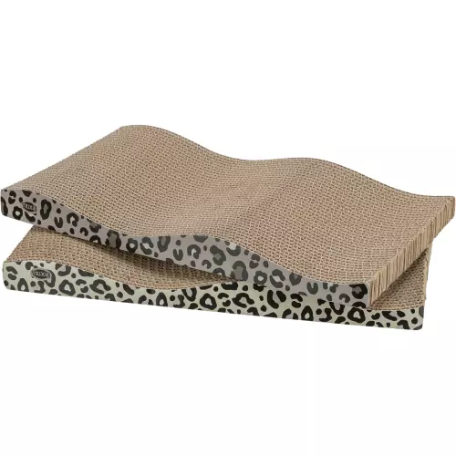 Škrabací karton LEO, vlnovka s catnipem, 44 x 6 x 25 cm, 2 ks, leopardí