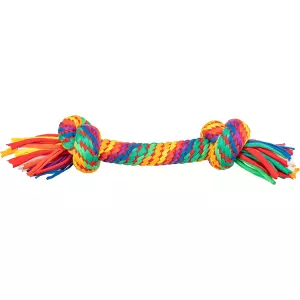 Hrací činka / přetahovadlo 30 cm, 2 uzly, multikolor - LIMITOVANÁ NABÍDKA