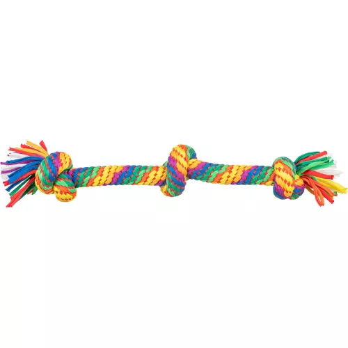 Hrací činka / přetahovadlo 45 cm, 3 uzly, multikolor - LIMITOVANÁ NABÍDKA