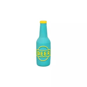 Beer bottle - pivní lahev, latexová hračka se zvukem 12,5 cm, modrá