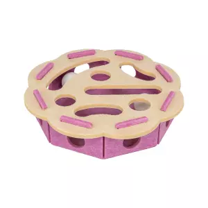 Interaktivní hra pro kočky Hole'n'Roll – květina, ø 30 × 7.5 cm, filc, růžová/béžová