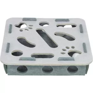 Interaktivní hra pro kočky Hole'n'Roll – box, ø 30 × 7.5 cm, filc, šedá