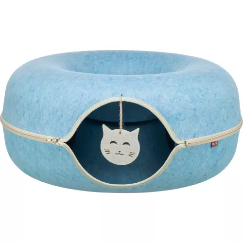 Filcová boudička - donut, ø 60 cm, s hračkou, modrá