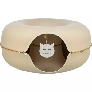 Filcová boudička - donut, ø 60 cm, s hračkou, béžová