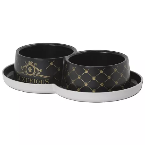 Moderna Luxurious dvojmiska černá, 2x350 ml