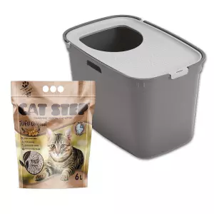 SET WC Top Cat, šedá + zdarma Cat Step Tofu Original 6 l