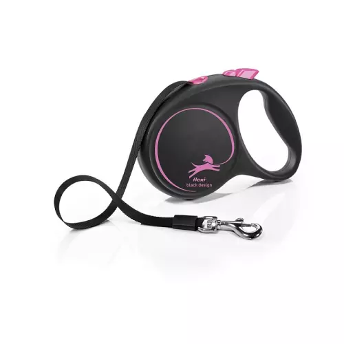 Flexi Black Design L pásek 5m/50kg růžová