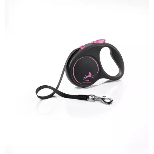 Flexi Black Design S pásek 5m/15kg růžová